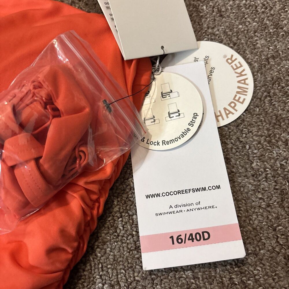 NEW Contrours Coco Reef Orange Tankini Top Koi 40D Bra Sized  NWT Textured - Picture 6 of 10
